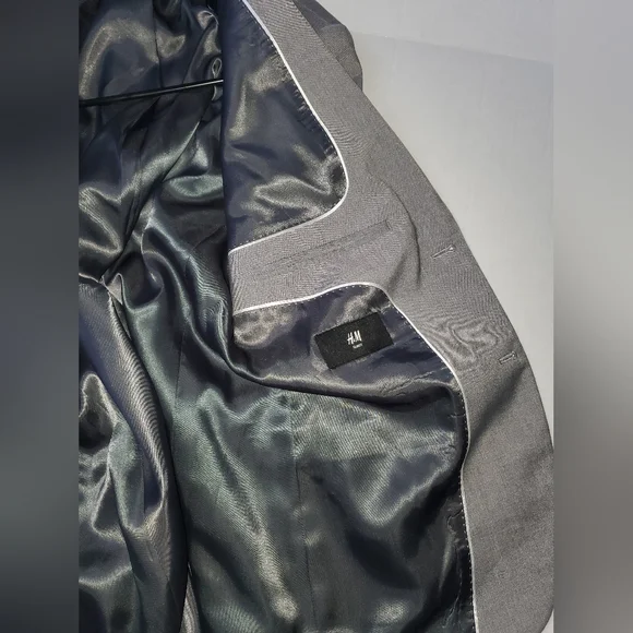 H & M Men's Slim Fit Blazer Sz 42R Gray - Picture 6 of 9